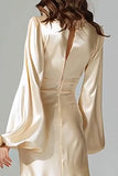 Vestido formal largo de satén de escote en V con escote en V