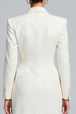 Vestido blazer de manga larga con solapa blanca con solapa y abertura
