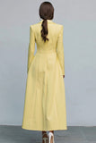 Vestido de trabajo de manga larga con solapa Yellow Peak Line, manga larga