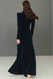 Vestido blazer de solapa azul marino con solapa y abertura