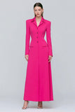 Vestido blazer de línea A con solapa muescas fucsia