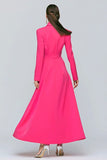 Vestido blazer de línea A con solapa muescas fucsia