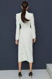 Vestido blazer de solapa de solapa con solapa de marfil
