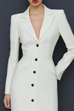 Vestido blazer de solapa de solapa con solapa de marfil