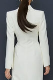 Vestido blazer de solapa de solapa con solapa de marfil