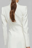 Vestido blazer de solapa de solapa muescada en forma de marfil