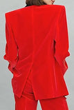 Trajes de solapa de solapa de pico en rojo de dos piezas
