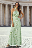 Vestido largo floral Sage halter A-line con espalda abierta