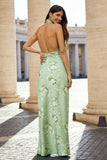 Vestido largo floral Sage halter A-line con espalda abierta