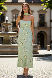 Vestido floral largo sin tirantes Sage Sage Shave Convertible con serpentina
