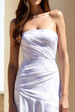 Vestido largo floral largo sin tirantes y funda lila