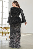 Vestido de madre de la novia de talla grande de lentejuelas de lentejuelas en V