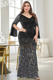 Vestido de madre de la novia de talla grande de lentejuelas de lentejuelas en V