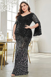 Vestido de madre de la novia de talla grande de lentejuelas de lentejuelas en V