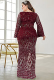 Vestido de madre de la novia de talla grande de lentejuelas de lentejuelas en V