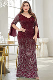 Vestido de madre de la novia de talla grande de lentejuelas de lentejuelas en V