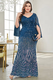 Vestido de madre de la novia de talla grande de lentejuelas de lentejuelas en V