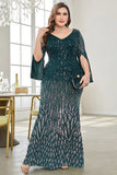 Vestido de madre de la novia de talla grande de lentejuelas de lentejuelas en V