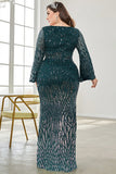 Vestido de madre de la novia de talla grande de lentejuelas de lentejuelas en V