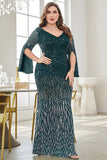 Vestido de madre de la novia de talla grande de lentejuelas de lentejuelas en V