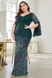 Vestido de madre de la novia de talla grande de lentejuelas de lentejuelas en V