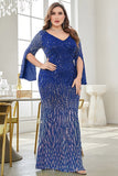 Vestido de madre de la novia de talla grande de lentejuelas de lentejuelas en V