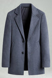 Abrigo negro de invierno masculino con solapa muescas y pecho simple
