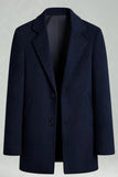 Abrigo negro de invierno masculino con solapa muescas y pecho simple