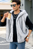 Chaleco con capucha de piel sintética camello para hombre