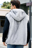 Chaleco con capucha de piel sintética camello para hombre