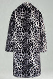 Abrigo largo de chalón de leopardo de leopardo café Abrigo largo de piel sintética para hombre