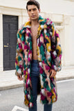 Grueso cuello chal de piel sintética Abrigo colorido de invierno para hombre