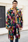 Grueso cuello chal de piel sintética Abrigo colorido de invierno para hombre