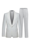 Trajes de boda de hombre con solapa blanca con chal blanco de dos piezas