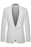Traje de boda de hombre de 3 piezas con solapa blanca de chal, ajustado y ajustado