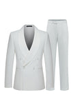 Trajes de boda blancos de dos piezas con chales de dos piezas y cruzado
