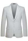 Traje de boda de hombre blanco de dos piezas con solapa con muescas