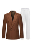 Trajes formales de hombre de dos piezas con solapa de pico con corte ajustado y doble cruzamento