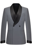 Trajes de hombre de dos piezas grises con corte slim chal, solapa