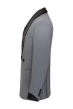 Trajes de hombre de dos piezas grises con corte slim chal, solapa