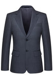 Traje de hombre de tres piezas con solapa gris a rayas y muescas