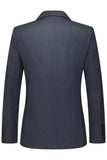 Traje de hombre de tres piezas con solapa gris a rayas y muescas