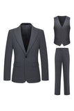 Trajes grises de solapa Slim Fit Peak Peak de 3 piezas