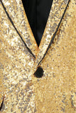 Blazer de solapa de hombre con solapa dorada brillante