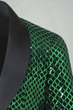 Saco de graduación de hombre con solapa de chales de lentejuelas verdes