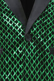 Saco de graduación de hombre con solapa de chales de lentejuelas verdes