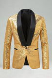 Blazer de baile de fin de curso de hombre con chales dorados con solapa de una sola hebilla