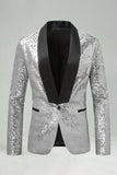 Blazer de baile de fin de curso de hombre con chales dorados con solapa de una sola hebilla