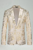 Blazer de graduación Jacquard plateado con solapa