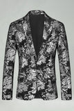 Blazer de graduación Jacquard plateado con solapa